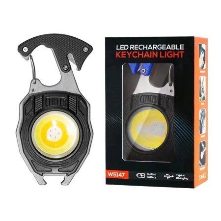 USB Rechargeable Keychain Light 6 Mode Strong Magnet Work Light Repair Work Outdoor Camping Light