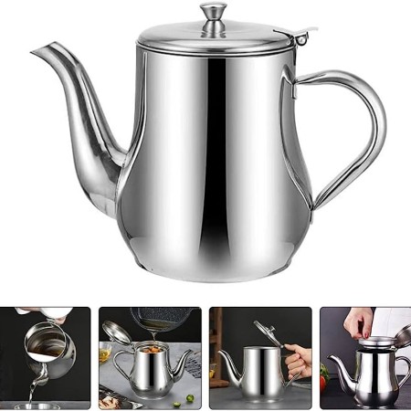 Stainless Steel Kitchen Oil Filter Pot 32oz