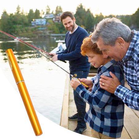 Portable Pocket Telescopic Mini Fishing Pole Pen Shape Folded Fishing Rod With Reel Wheel